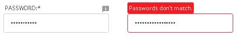 Password mismatch error message