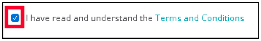 Terms and conditions acceptance screen